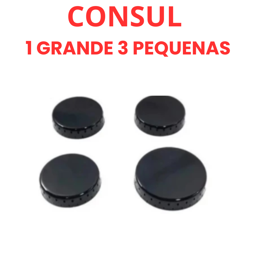 4 Espalhador Tampa para Boca de Fogão Consul Erva Doce 4 Bocas 3 pequenas e 1 grande