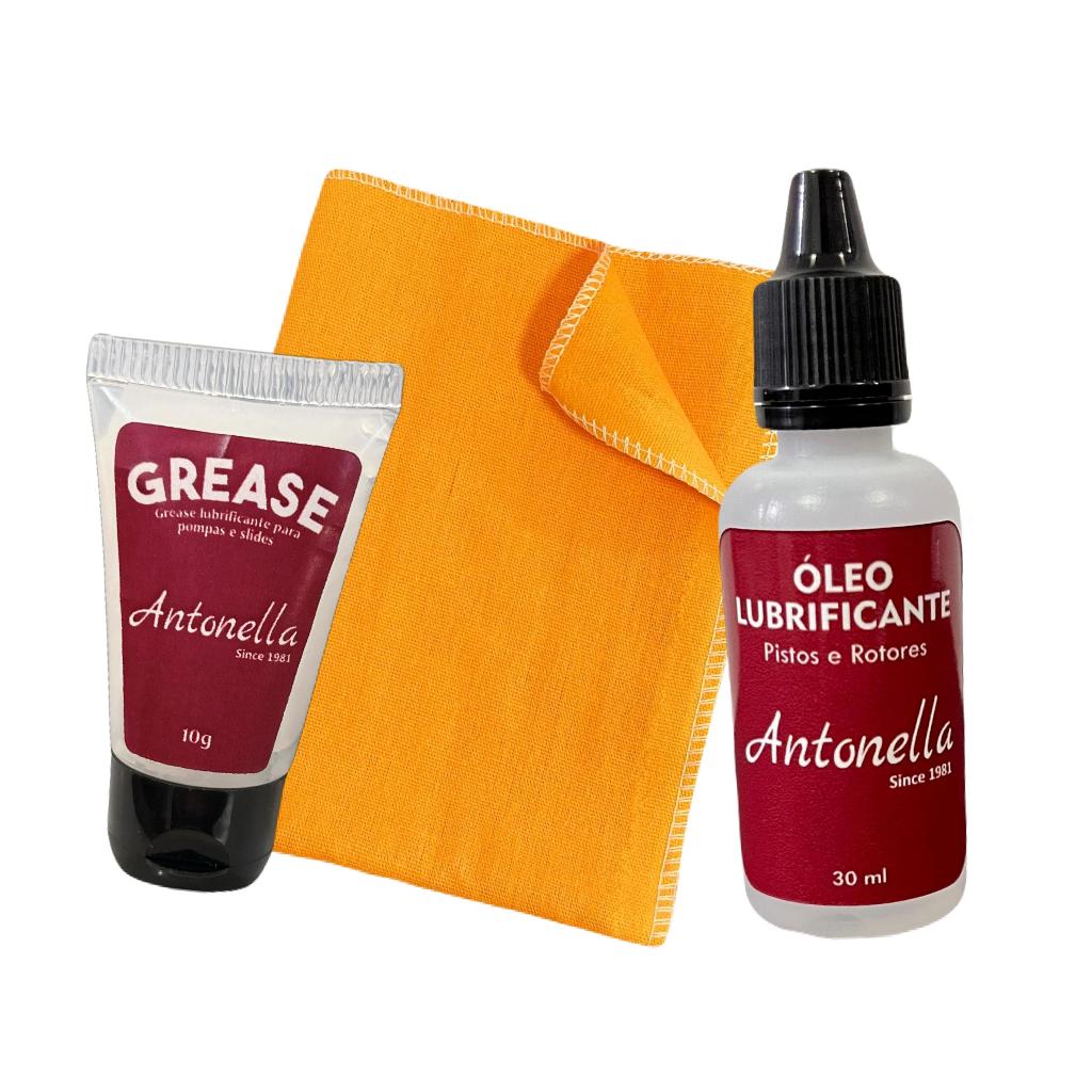 Kit 1 Grease 1 Oléo Lubrificante Pisto 1 Flanela De Limpeza p/ Sax Clarinete Trompete Antonella