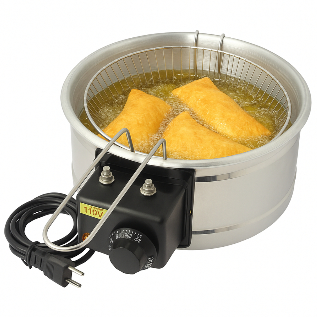 Fritadeira Elétrica de pastel Tacho 5 Litros Redonda Inox 110v e 220v Fritura batata Paste...
