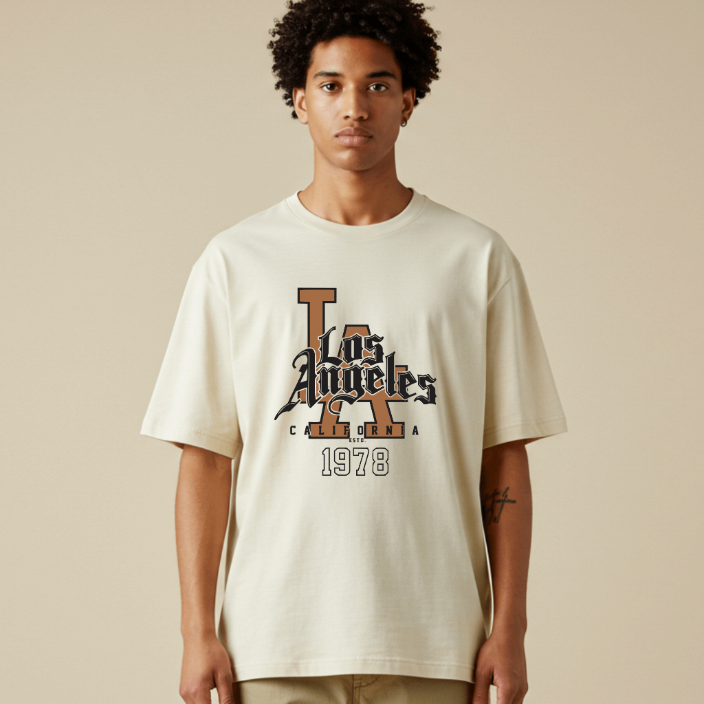 Camiseta Oversized Los Angeles 1978  Estilo Streetwear Moda Unissex Casual