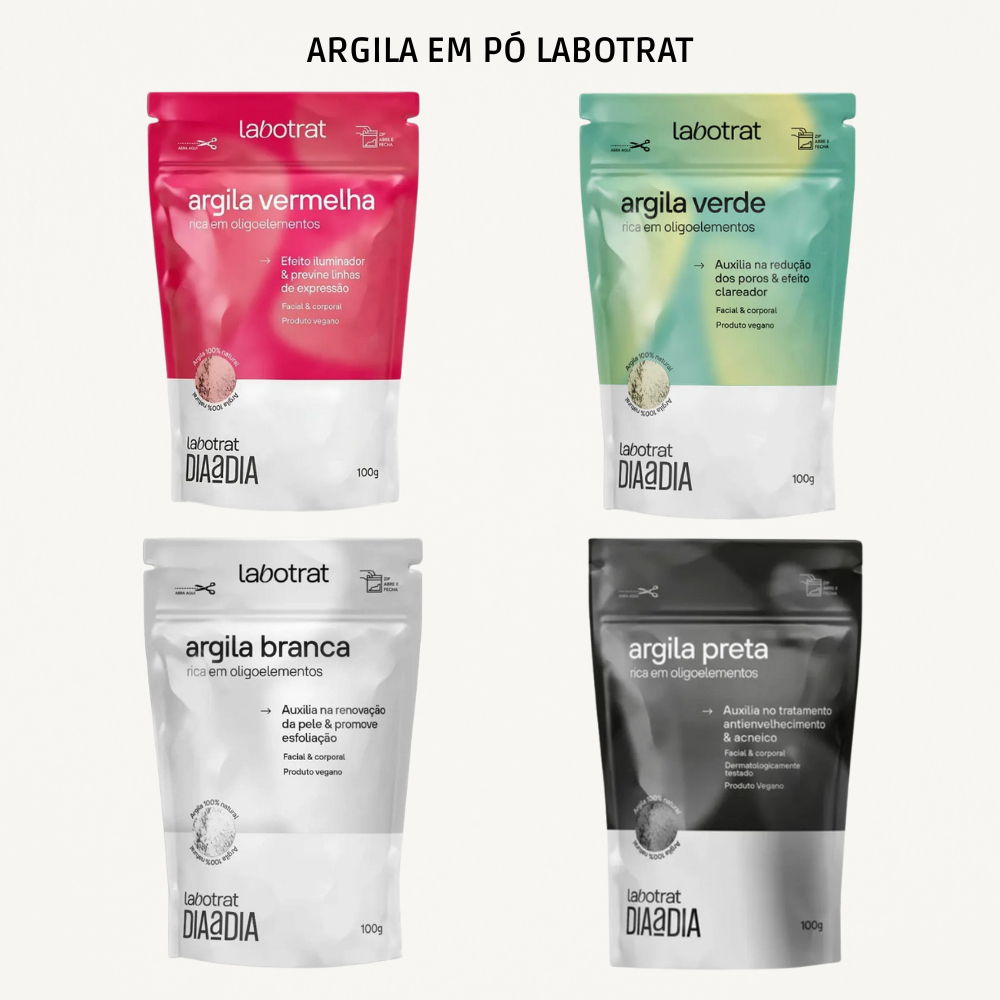Argila Labotrat em pó 100g - Argila Verde; Argila Vermelha; Argila Preta ou Argila  Branca