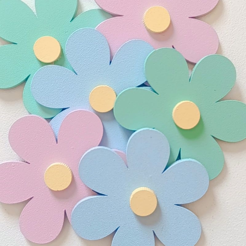 kit 10 apliques de flor MDF pintado 10 cm x10 cm em Oferta na Shopee