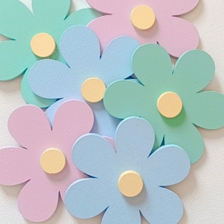 kit 10 apliques de flor MDF pintado 10 cm x10 cm em Oferta na Shopee