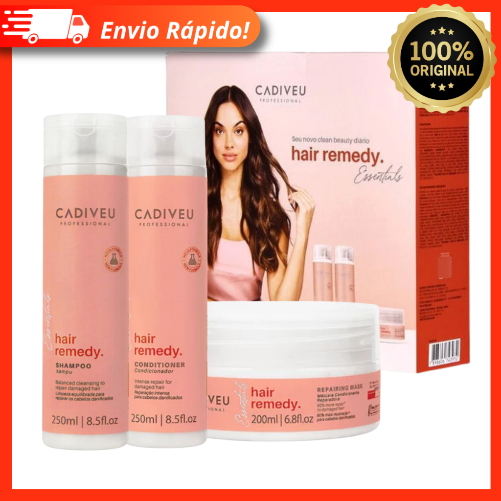 Kit Cadiveu Hair Remedy Shampoo + Condicionador + Máscara Professional