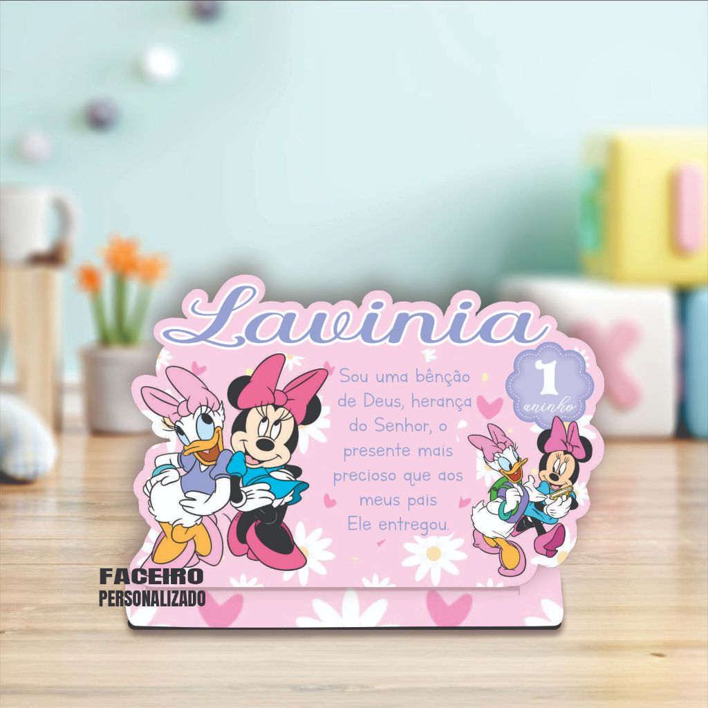 Minnie e Margarida em MDF - Centro de mesa Minnie e Margarida em MDF - Lembrancinha Minnie e Margarida- cod01