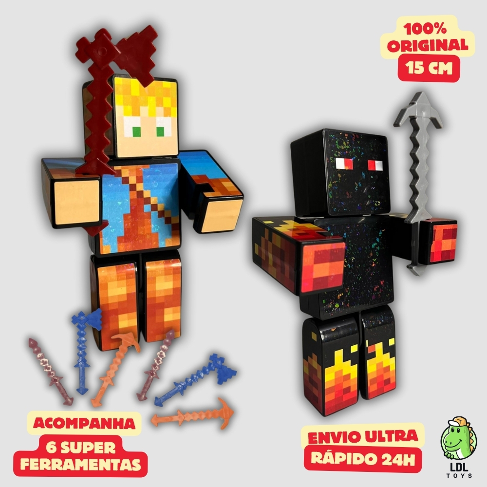 Kit 2 Bonecos 15 cm Athos + Lopers Gamer Articulado + 6 Ferramentas + 2 Chaveiros Youtuber Algazarra em Oferta na Shopee