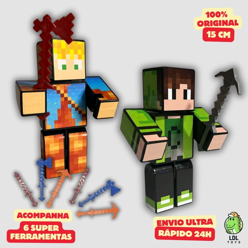 Kit 2 Bonecos Cadres + Lopers Gamer Articulado Youtuber 15cm Algazarra