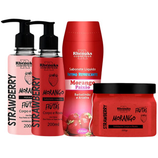 Kit corporal morango sabonetes, hidratante esfoliante em Oferta na Shopee