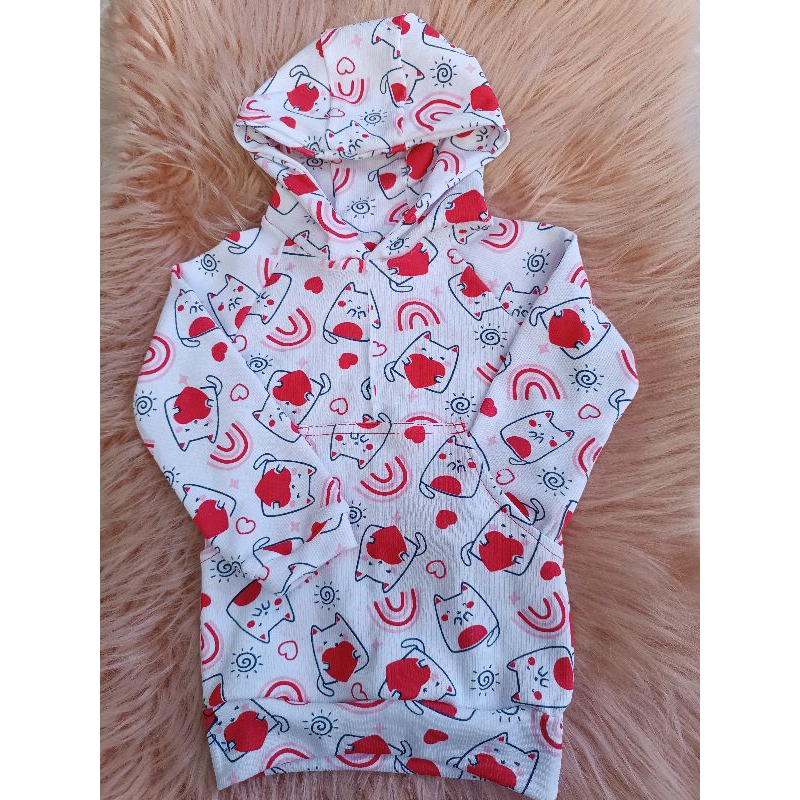 Casaco Infantil Estampado para Bebê Menina com Capuz/ Bolso e Punho