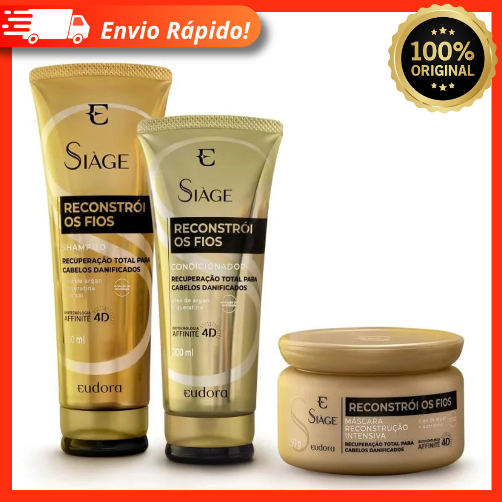 Combo Siàge Reconstrói os Fios: Shampoo + Condicionador + Máscara - Eudora