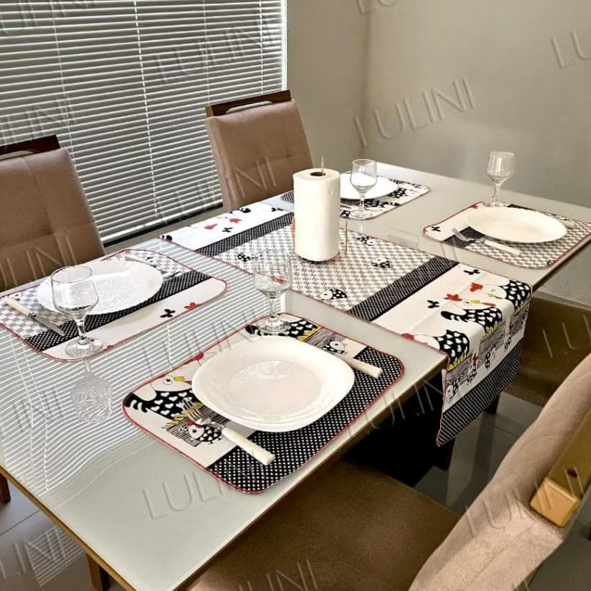 Kit Jogo Americano + Caminho de Mesa (5 peças) - CASA E DECORAÇÃO
