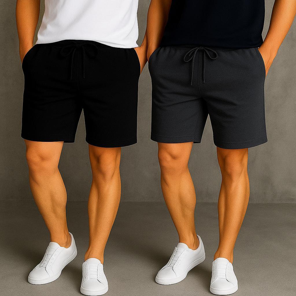 Kit 2 Bermuda Masculina Moletinho Casual Academia Bolsos Cintura Elástica P ao GG