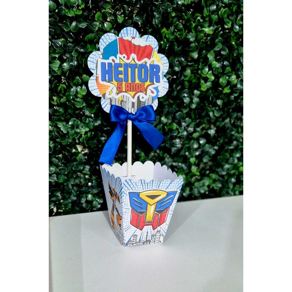 Kit de Centro de Mesa | Cachepô Transformers | Lembrancinha Personalizada | Pegue e Monte