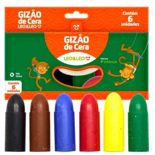 Kit Gizão De Cera Meu Primeiro Giz 6 Cores - Leo&Leo em Oferta na Shopee