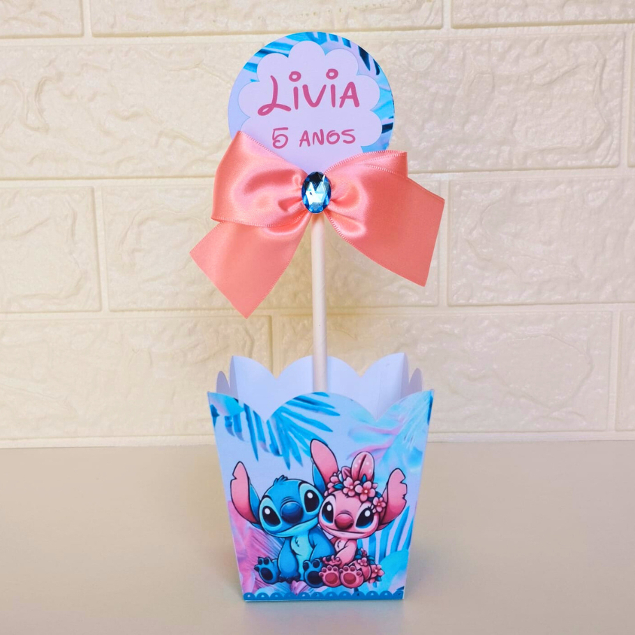 Centro de Mesa Cachepot Stitch e Angel Personalizados | Festa Infantil | Lembrancinhas | Aniversario | Kit Caixas