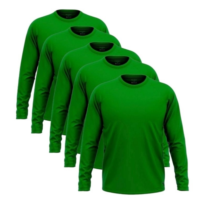 kit 5 camisa masculina uniforme manga longa básica malha fria poliéster camisetas lisa REF-220