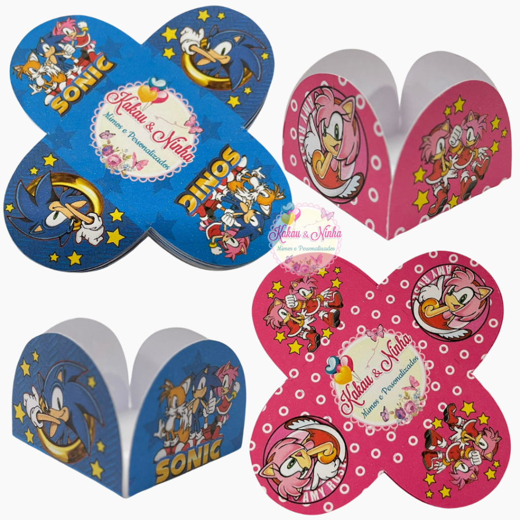 50 Forminhas 4 Pétalas Sonic Festas Aniversário Forminhas para Doces Confeitaria em Oferta na Shopee