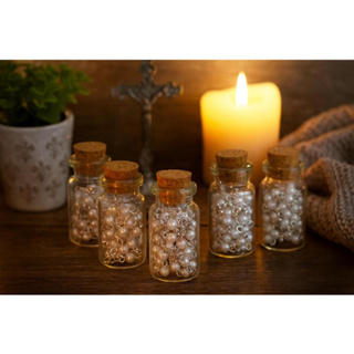 Kit Terço de Pérola Corrente Aço Inox + Porta Terço Vidro  Presente Batizado  Primeira Comunhao em Oferta na Shopee