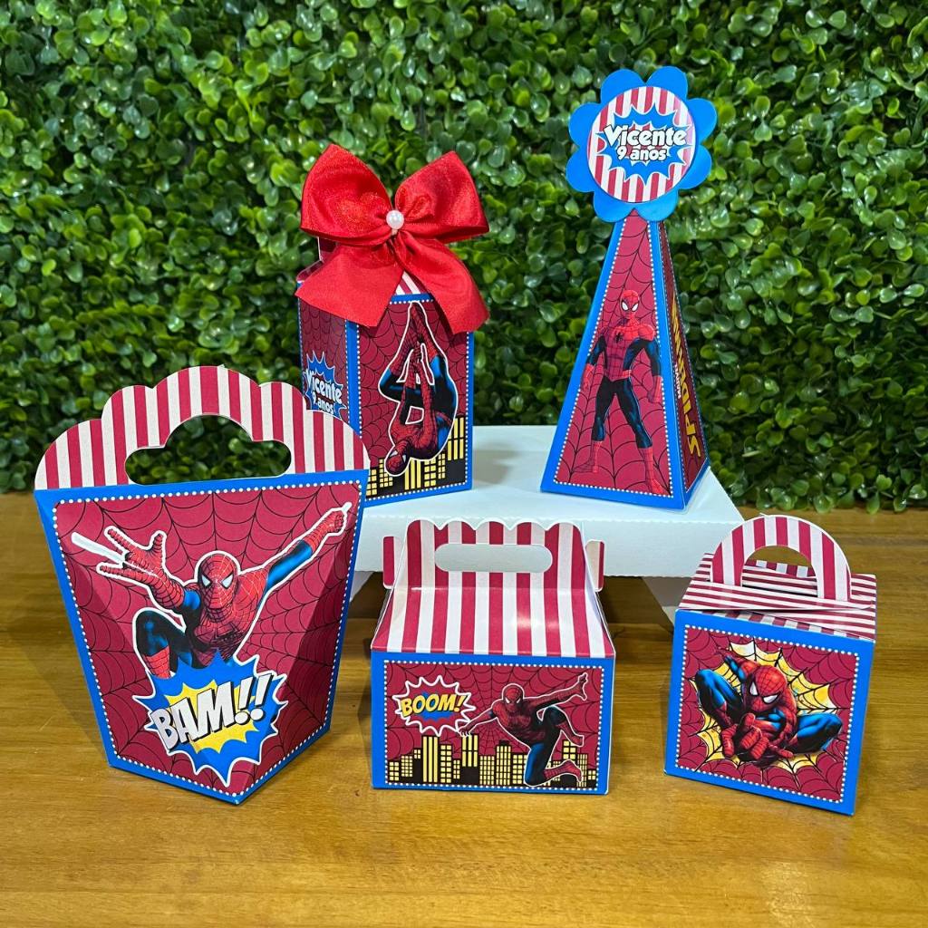KIT FESTA PERSONALIZADA HOMEM ARANHA - PEGUE E MONTE - Lembrancinha - Caixinhas Personalizada