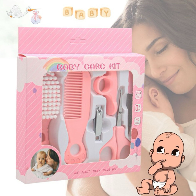 Kit Higiene e Cuidados Bebê Utensílios Cortador de Unha Escova de Cabelo Tesoura Pente Lixa