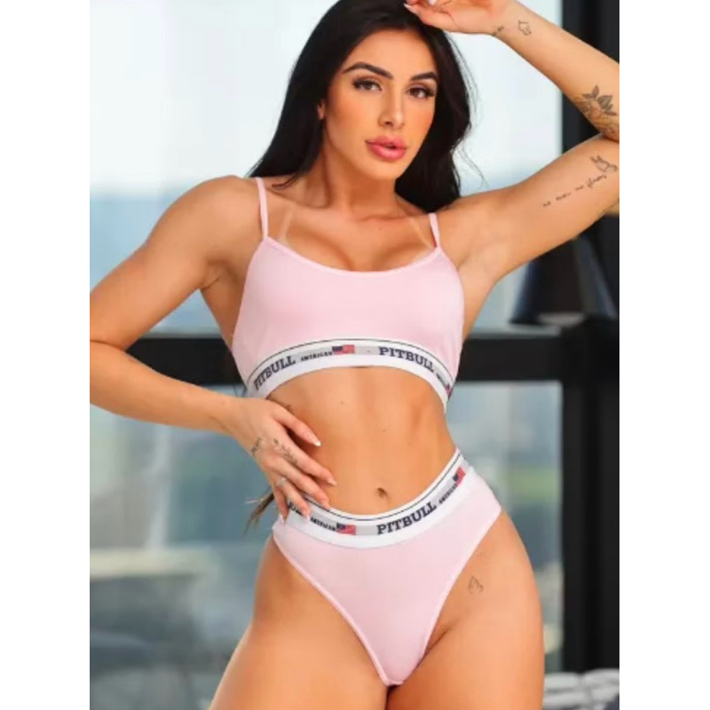 Kit com 3 Conjuntos Adulto de Top Sutiã  Calcinha Tanga Feminina em Elástico exposto mais conforto para o seu dia a dia.