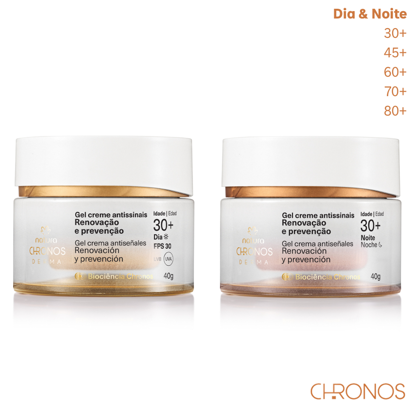Natura Chronos Derma Creme Antissinais Dia e Noite - 40g: 30+ 45+ 60+ 70+ 80+