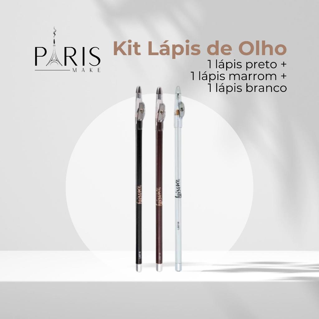Kit Lapis Delineador de Olhos Preto Marrom Branco A Prova D Agua