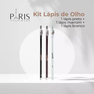 Kit Lapis Delineador de Olhos Preto Marrom Branco A Prova D Agua Apontador