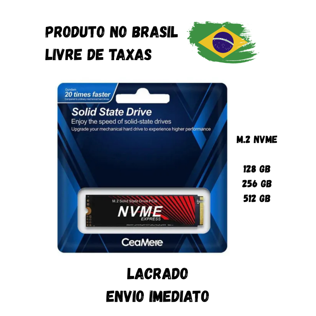 SSD M.2 NVME CEAMERE 128GB 256GB 512GB GEN3 PARA DESKTOP OU NOTEBOOK - LACRADO/ENVIO IMEDIATO