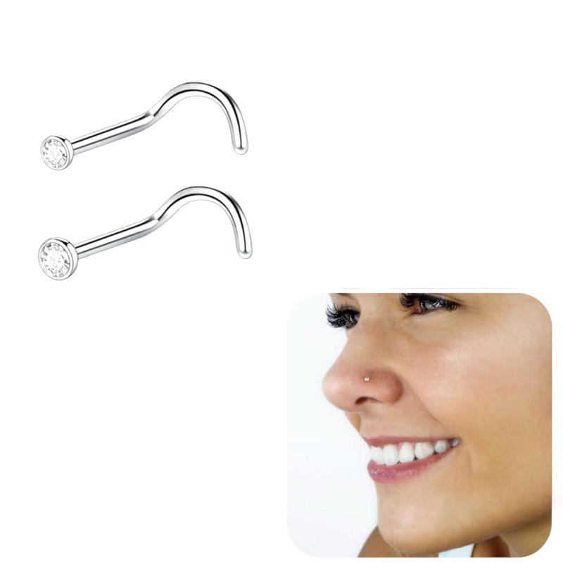 Piercing Nariz Prata 950 Nostril Pedrinha