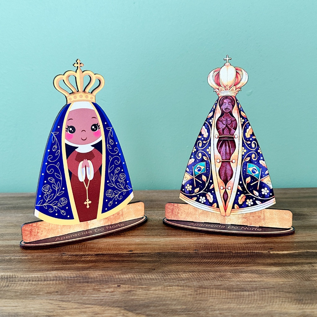 Totem Nossa Senhora Aparecida 15cm Lembrancinha Totem Religioso Decorativo Enfeite Centro de Mesa