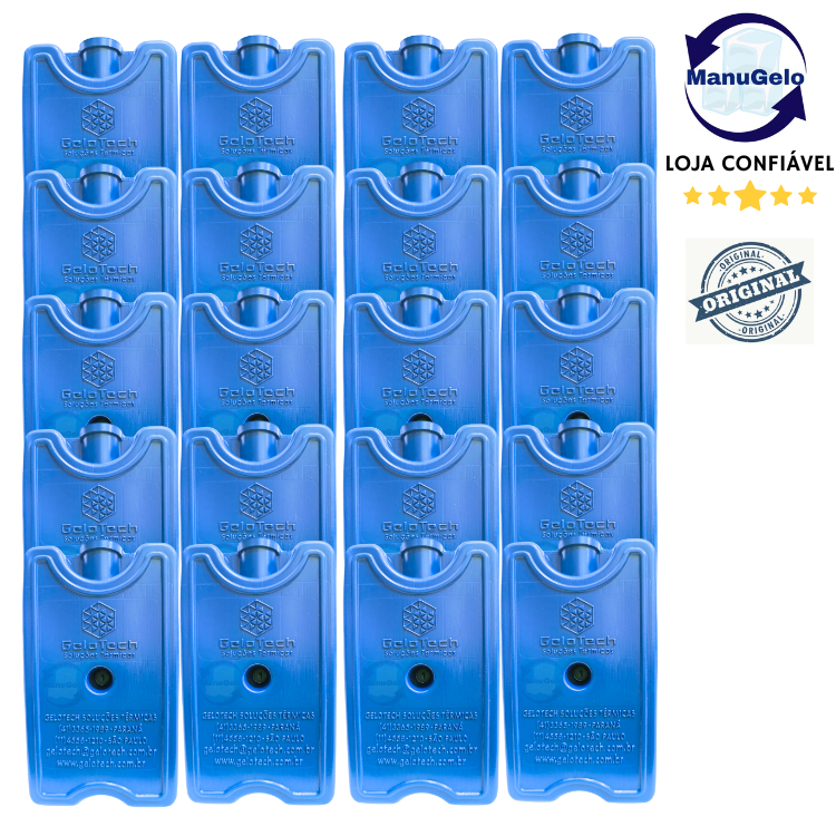 Gelo rígido reutilizável 200 ml Gelotech Kit 20 unidades - ideal para cooler, caixa térmica