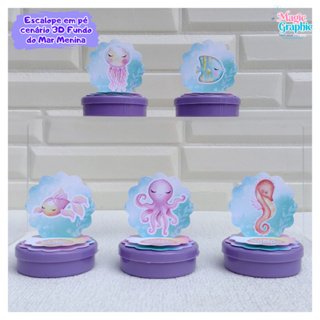 Escalope em pé 3D Fundo do Mar Menina Kit com 10/20/30/40 Aplique para Latinhas e Caixinhas em Oferta na Shopee