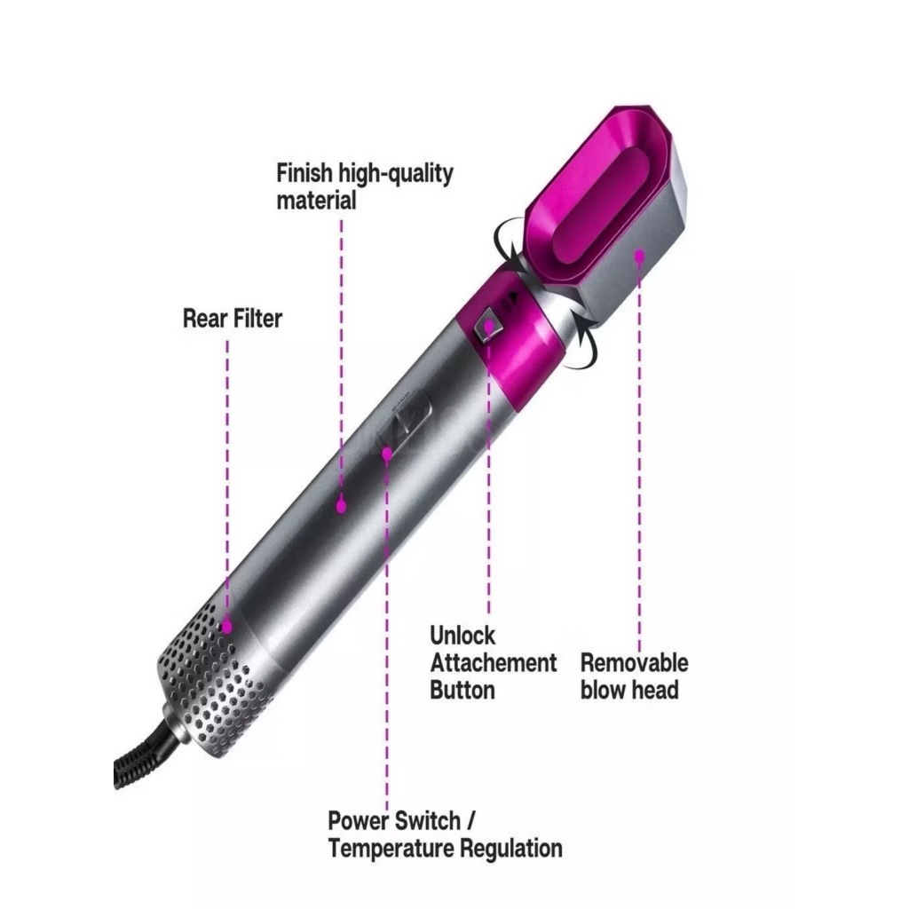 Escova 5 em 1 Secador, Pente, Modelador, Aumenta volume Profissional 110V — imagem 2 de 2