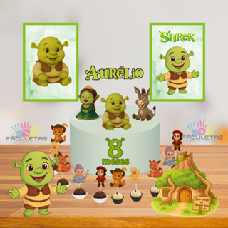 Kit Festa Só Um Bolinho SHREK BABY Enviar Nome/Idade IMEDIATAMENTE em Oferta na Shopee