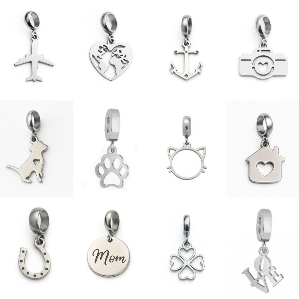 Imagem Berloques charm pingente signos aço inox inoxidável antialérgico cirúrgico aço 316L pulseira life