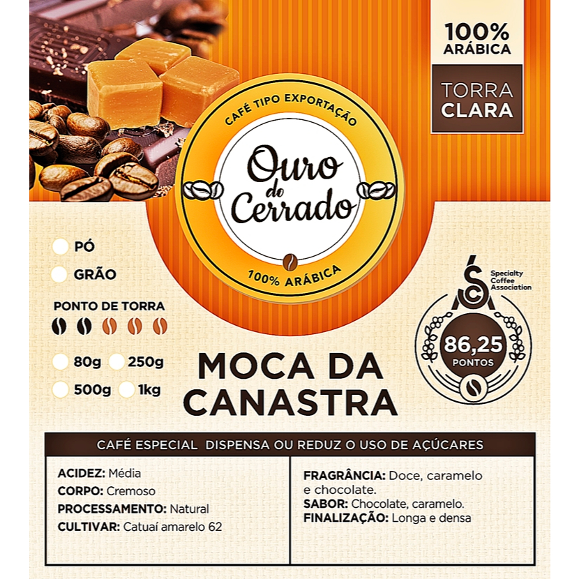Café Moca da Canastra especial 86,25 pontos SCA Caramelo e Chocolate