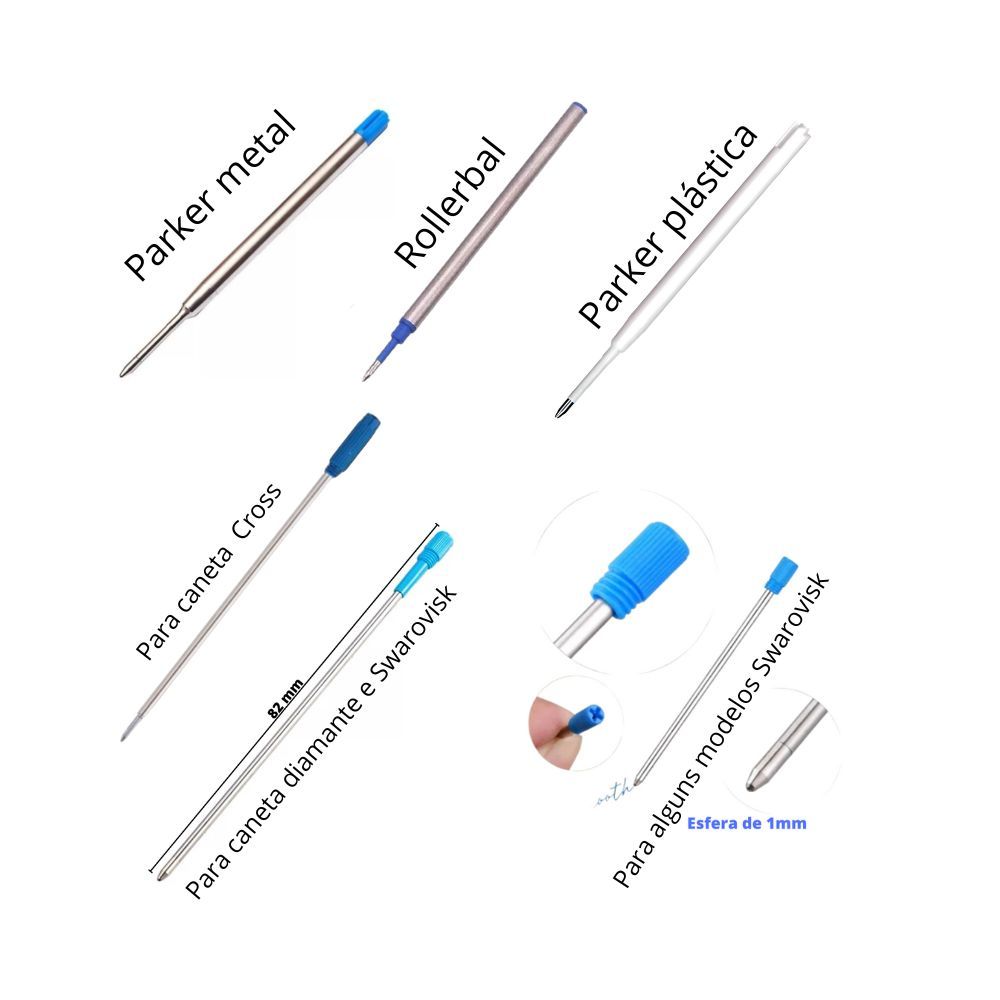 Carga para caneta diversos modelos em Oferta na Shopee