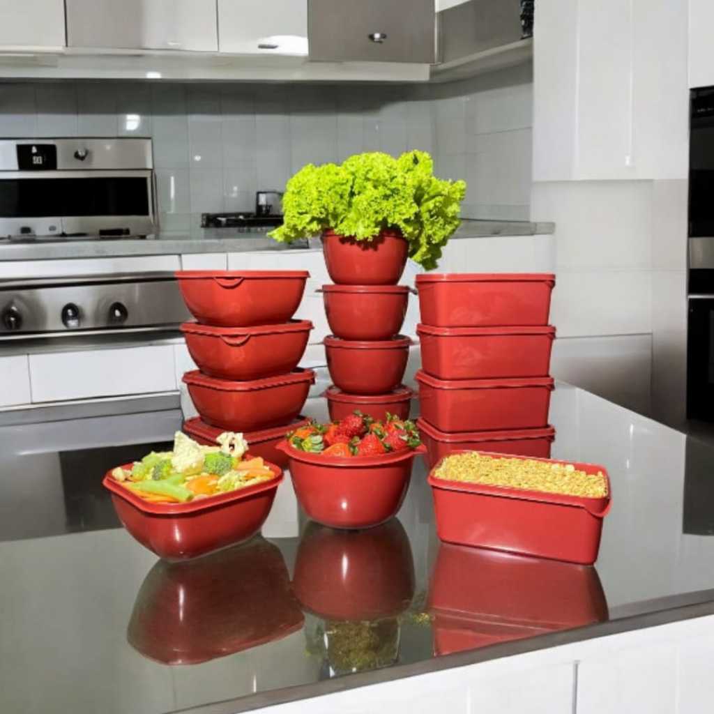 Kit 15 Potes Herméticos de Plástico com Tampa – Empilháveis e Ultra Resistentes para Alimentos