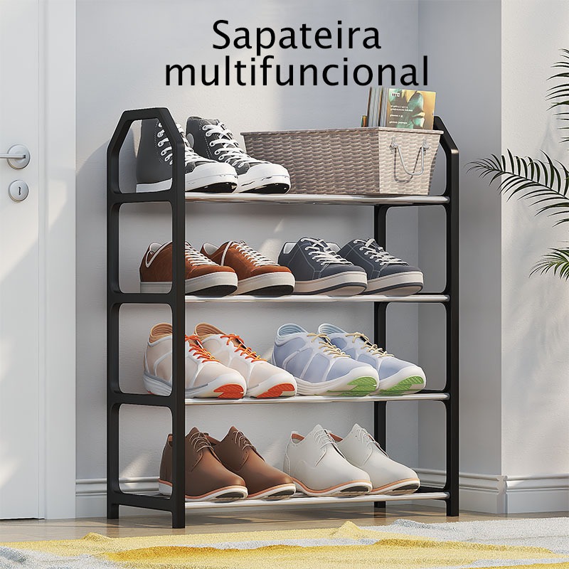 Sapateira 4 /5 Andares Desmontável Organizador Multiuso Estrutura Metálica e Plástica em Oferta na Shopee