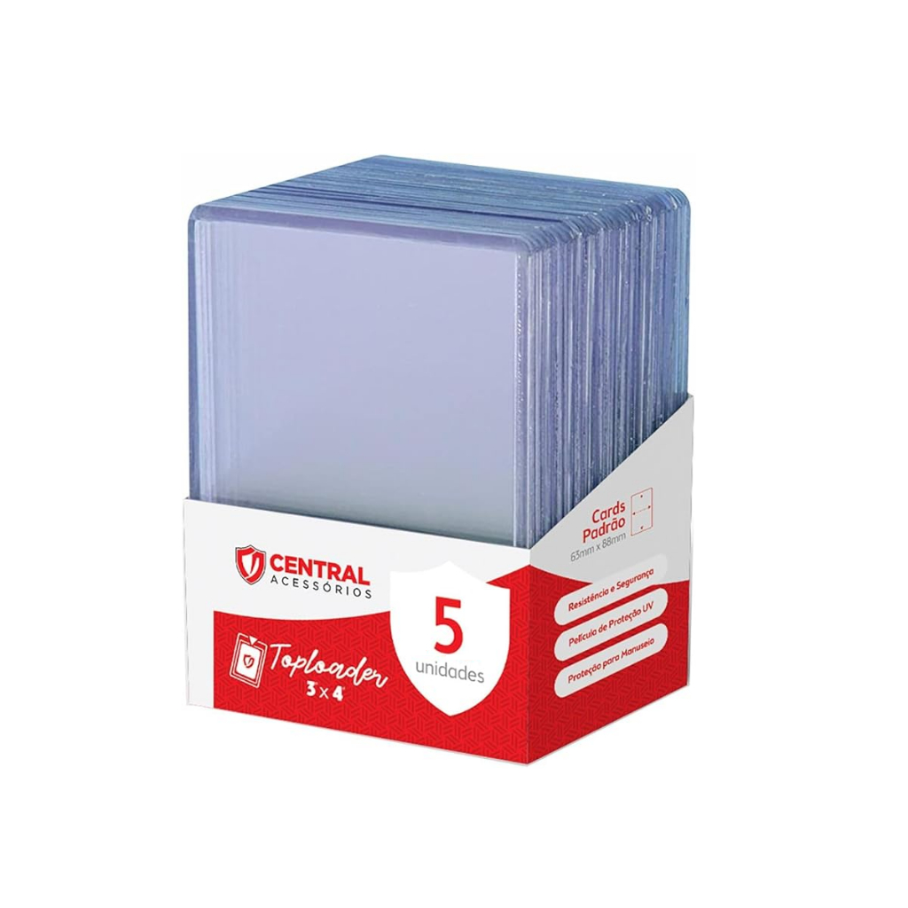 Kit 5 Central Toploader 3x4 Rígido Transparente 78 x 102mm Pokémon Magic K-Pop Dorama Taró
