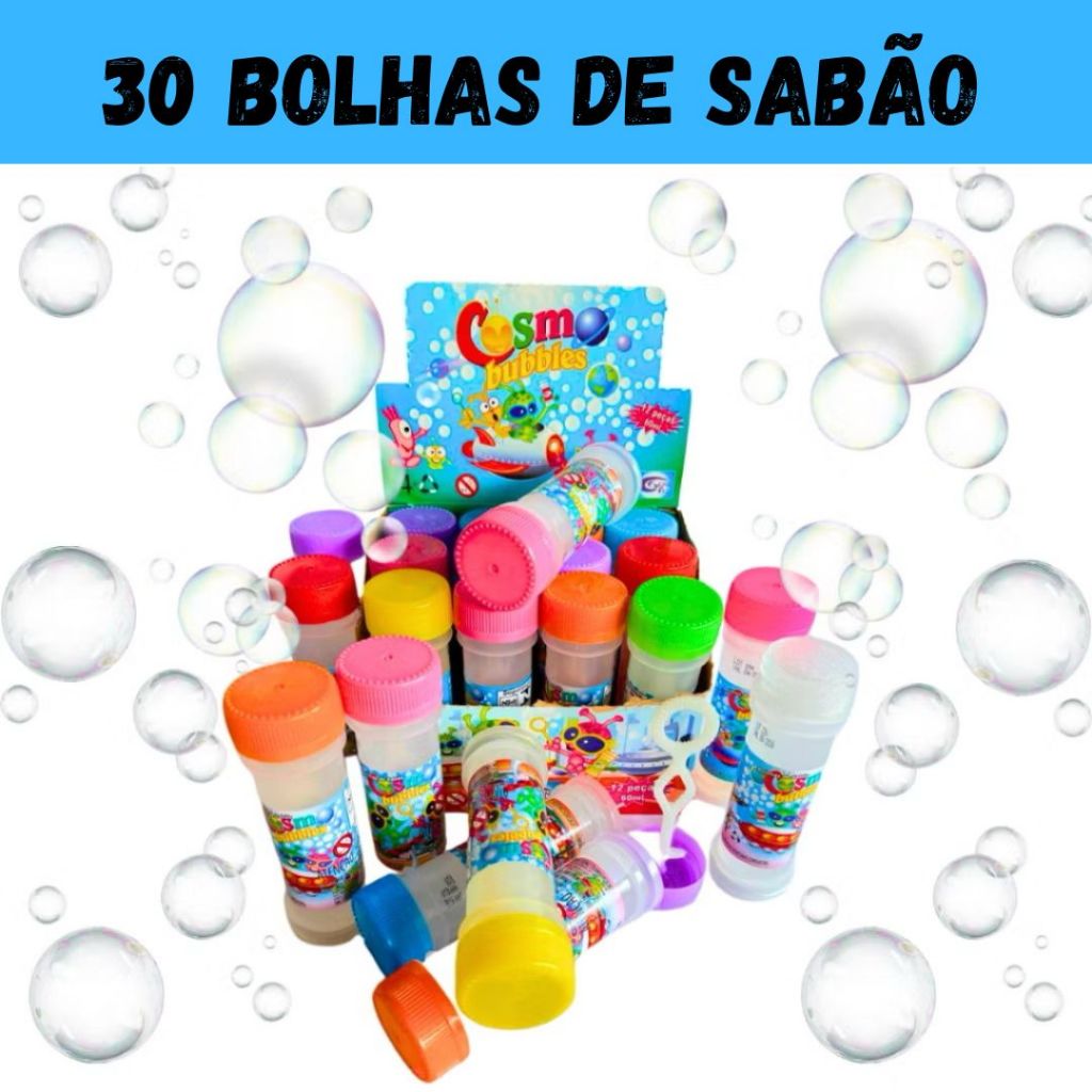 30 Bolha de Sabão Bolinha de Sabão p/ Kit Festa Lembrancinha Infantil Brinquedo em Oferta na Shopee