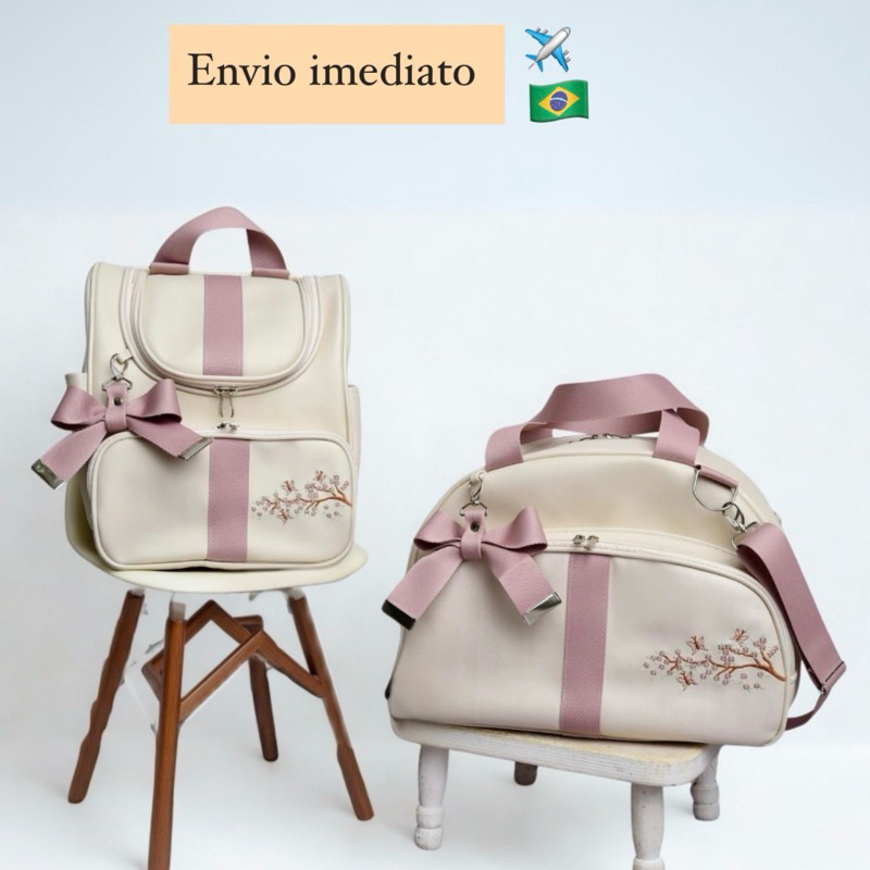 Bolsa Maternidade mamãe e bebê 2 peças luxo bordado menino menina mala e mochila 2 em 1 galho leão