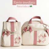 Bolsa maternidade bordada com 2 peças