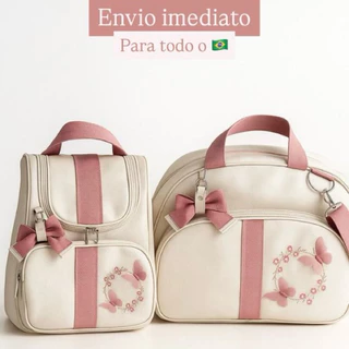 Bolsa maternidade bordada com 2 peças