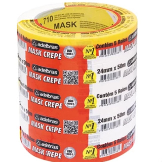 Fita Crepe Multiuso Adelbras 24mm 50mts com 5 Unidades Uso Geral em Oferta na Shopee