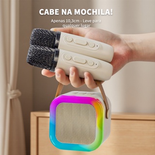 Caixa De Som Mini Alto-falante Bluetooth Múltiplas Cores 1/2 Microfone Karaokê Diversão para Toda a Família Bateria 4h em Oferta na Shopee