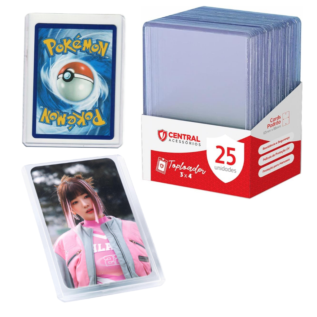 Kit até 25 Toploader 3x4 Rígido Transparente Kpop Pokémon Magic K-Pop Dorama Photocard Sleeve