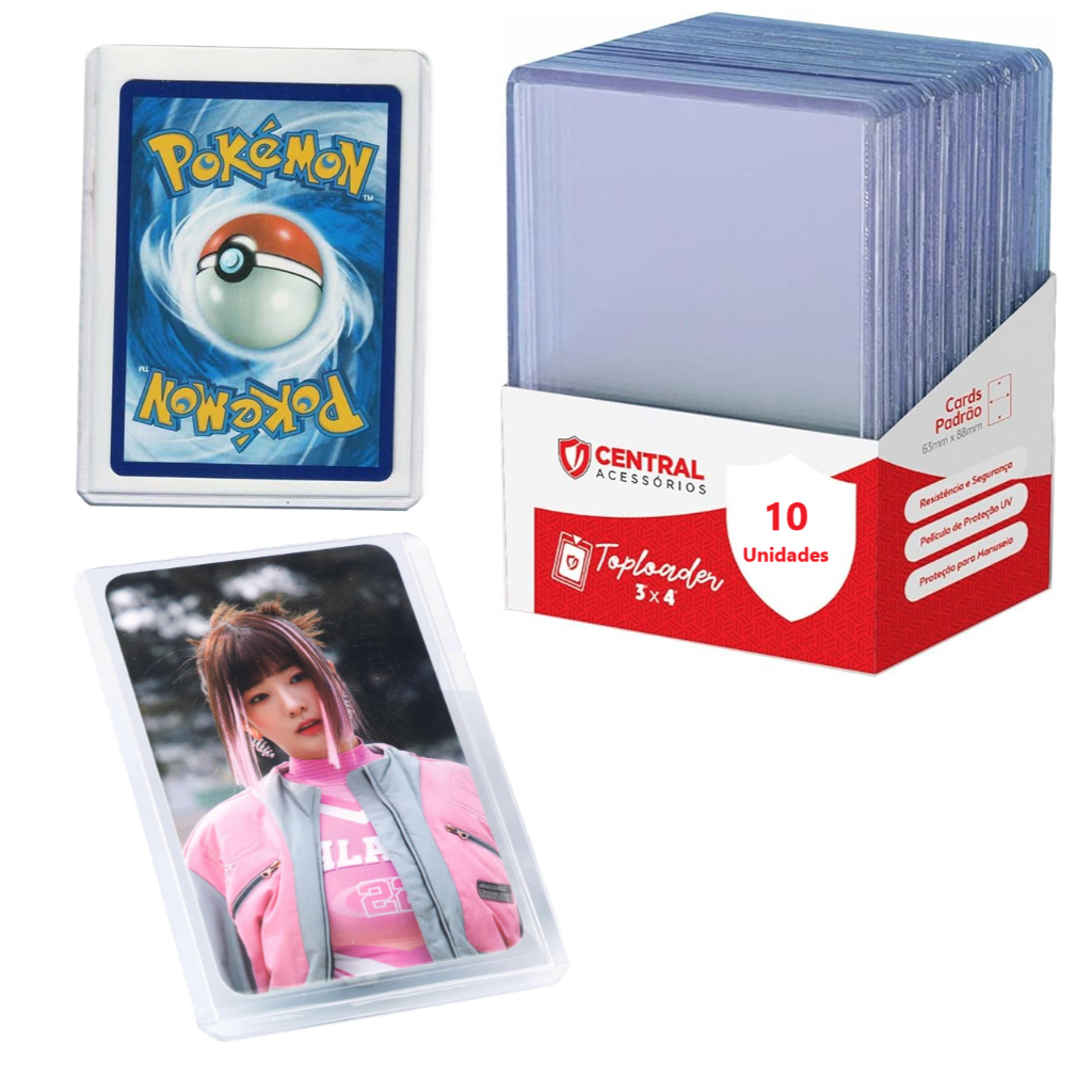 Kit 10 Toploader 3x4 Rígido Transparente 78x102mm Kpop Pokémon Magic K-Pop Dorama Photocard Sleeve