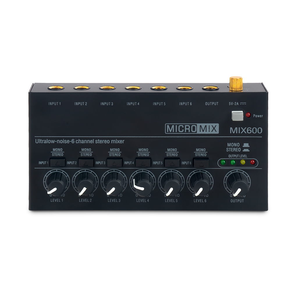 VEDO Mini Mixer De áudio 6 Canais Mixer De Som De Estéreo Linha De Ruído Ultrabaixo Ultracompacto para Guitarras Baixos
